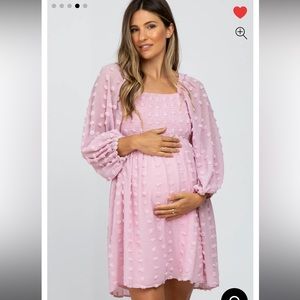 Pink blush Maternity polka dot Chiffon dress